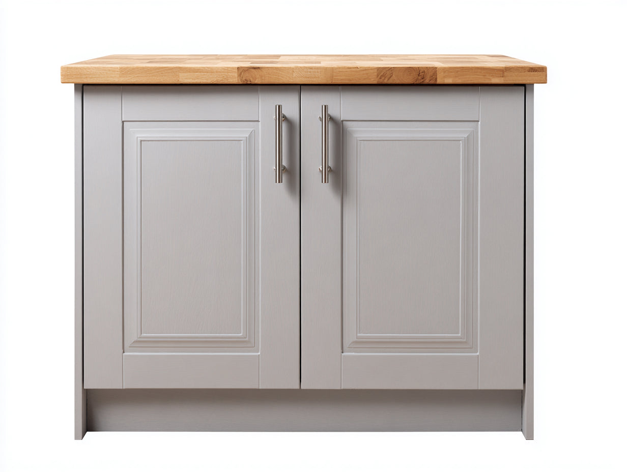 Buffet-MDF-Bois-100x43x86 cm-Gris-Bois-Style classique moderne
