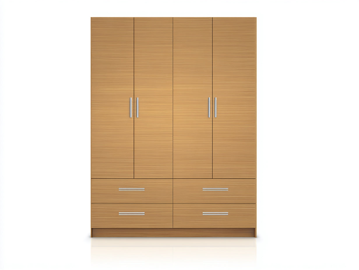 Armoire-panneaux dérivés du bois-métal-165x57x206 cm-chêne clair-style moderne