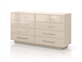 Commode - panneaux de bois-métal - 132 x 43 x 78 cm - beige - style contemporain