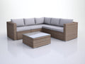Canapé de jardin - Résine tressée-Verre-Tissu polyester - 235 x 235 x 72 cm - Gris clair-Beige - Contemporain