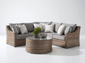Canapé de jardin - Résine tressée-Verre-Tissu polyester - 220 x 220 x 82 cm - Gris clair-Naturel - Bohème contemporain