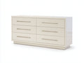 Commode - panneaux de bois-métal - 134 x 42 x 76 cm - blanc cassé - style moderne