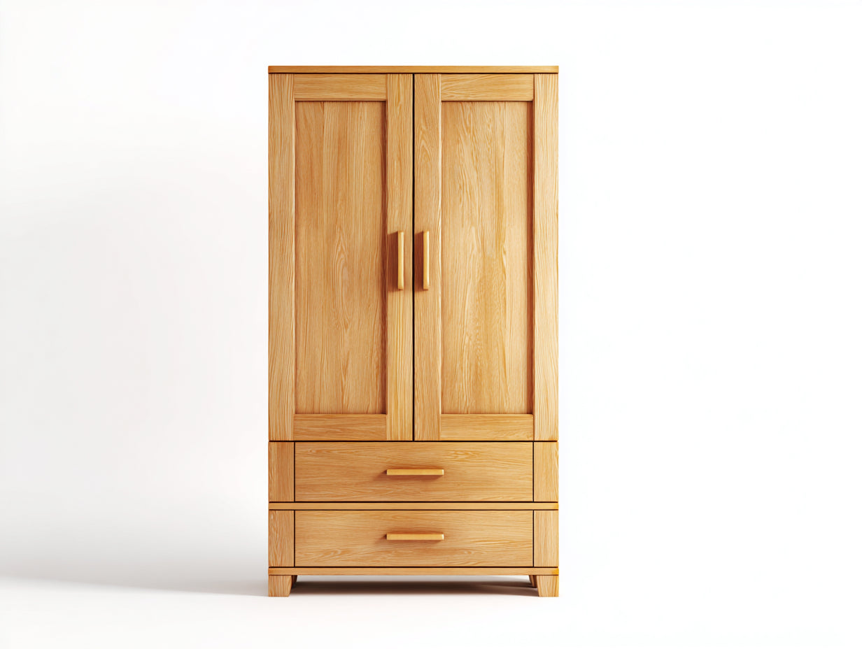 Armoire-bois-panneaux dérivés du bois-92x55x190 cm-chêne naturel-style classique