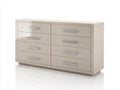 Commode - panneaux de bois-métal - 136 x 44 x 80 cm - beige - style moderne