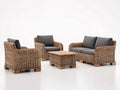 Canapé de jardin - Résine tressée-Bois-Tissu polyester - 170 x 85 x 78 cm - Gris foncé-Naturel - Rustique contemporain