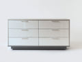 Commode - panneaux de bois-métal - 128 x 42 x 74 cm - blanc-gris - style moderne