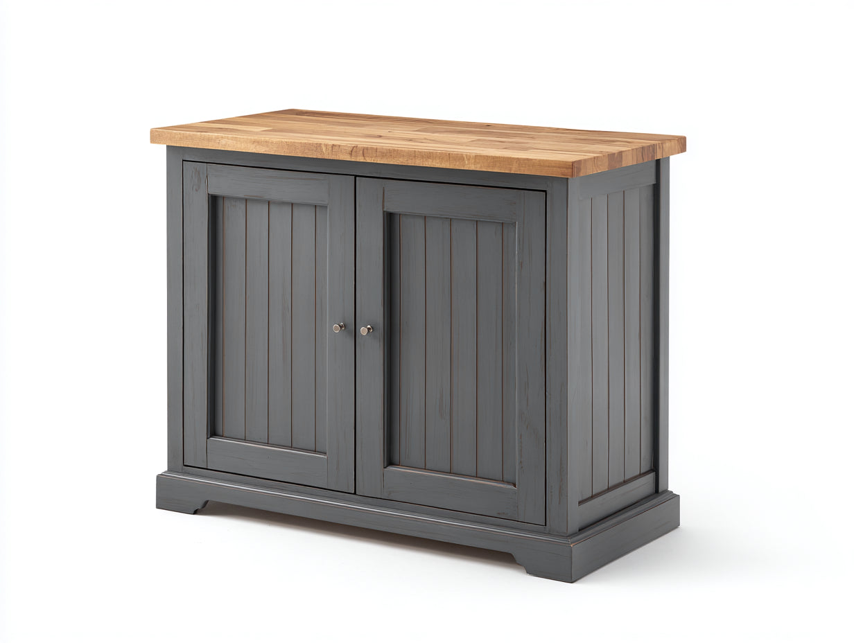 Buffet-MDF-Bois-116x45x88 cm-Gris-Bois-Style rustique moderne