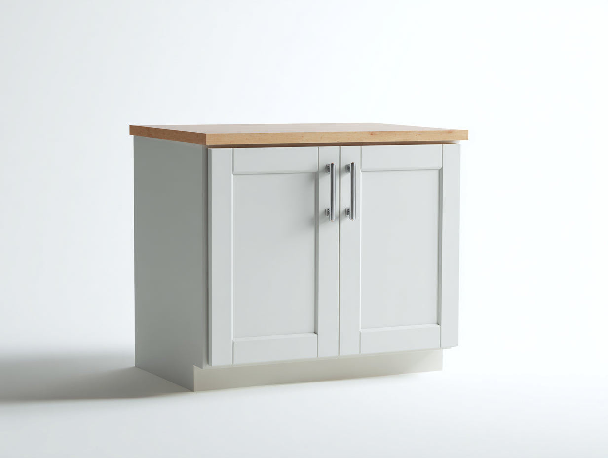 Buffet-MDF-Bois-104x43x84 cm-Blanc-Bois-Style classique moderne