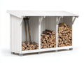 Abri à bûches - bois - 182x46x121 cm - blanc - jardin classique