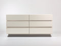 Commode - panneaux de bois-métal - 144 x 42 x 75 cm - blanc cassé-gris - style moderne