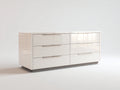 Commode - panneaux de bois-métal - 146 x 44 x 77 cm - blanc cassé-gris - style contemporain