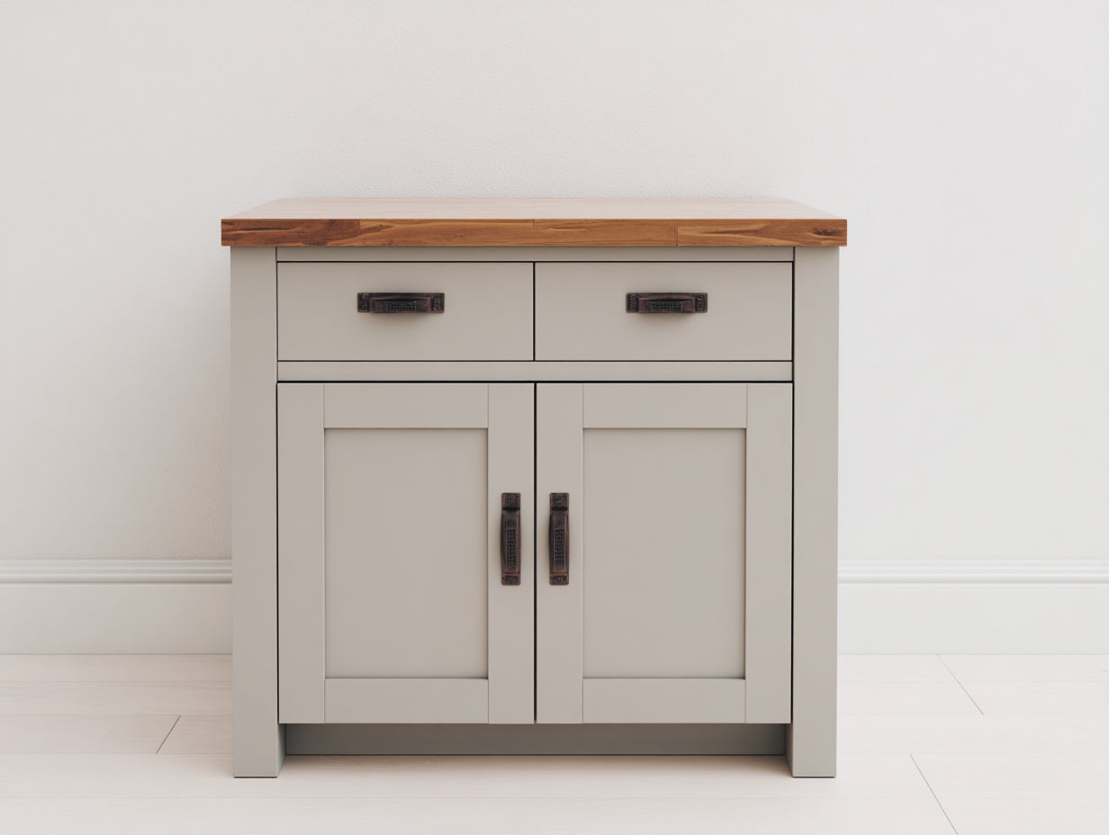 Buffet-MDF-Bois-95x40x88 cm-Beige-Bois-Style rustique moderne