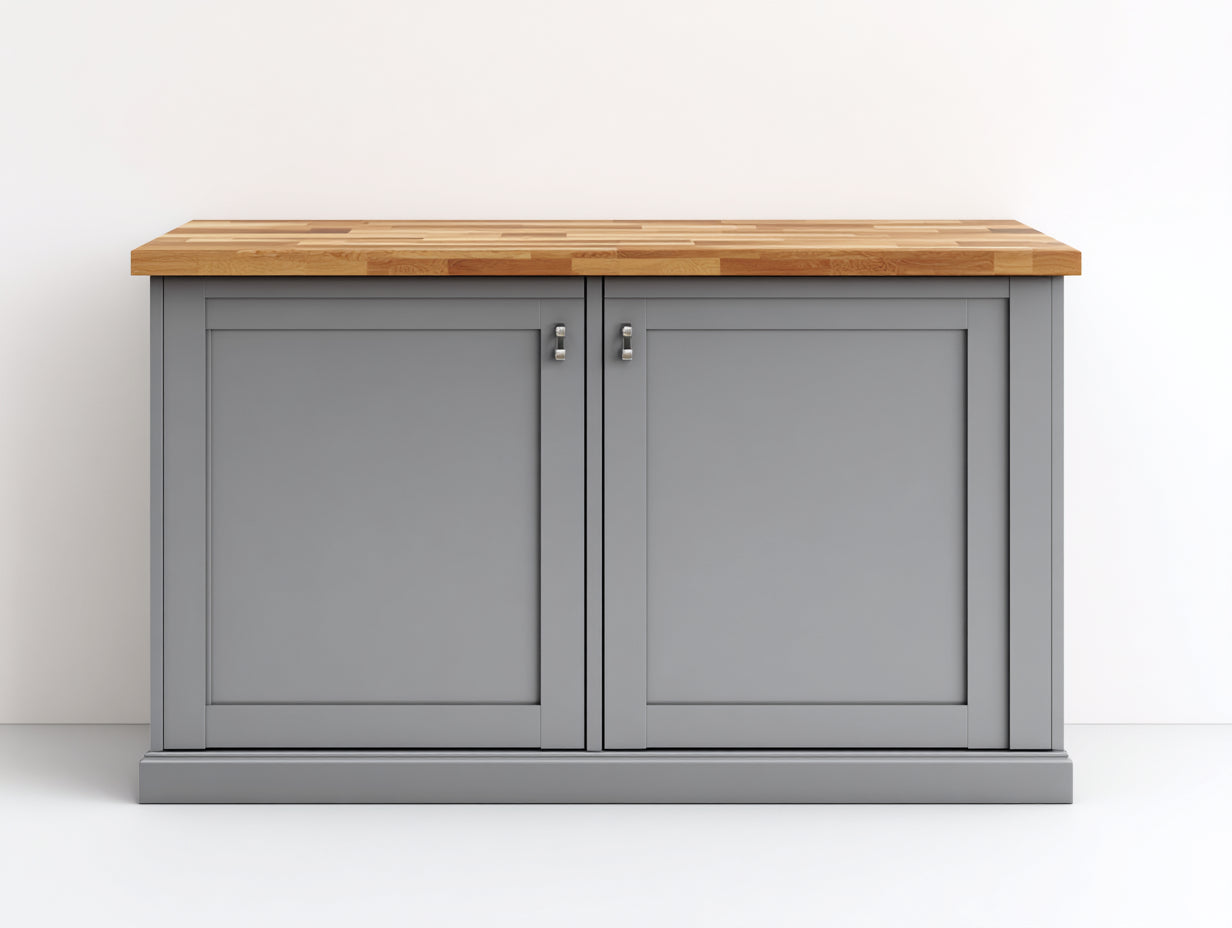 Buffet-MDF-Bois-122x44x85 cm-Gris-Bois-Style classique moderne