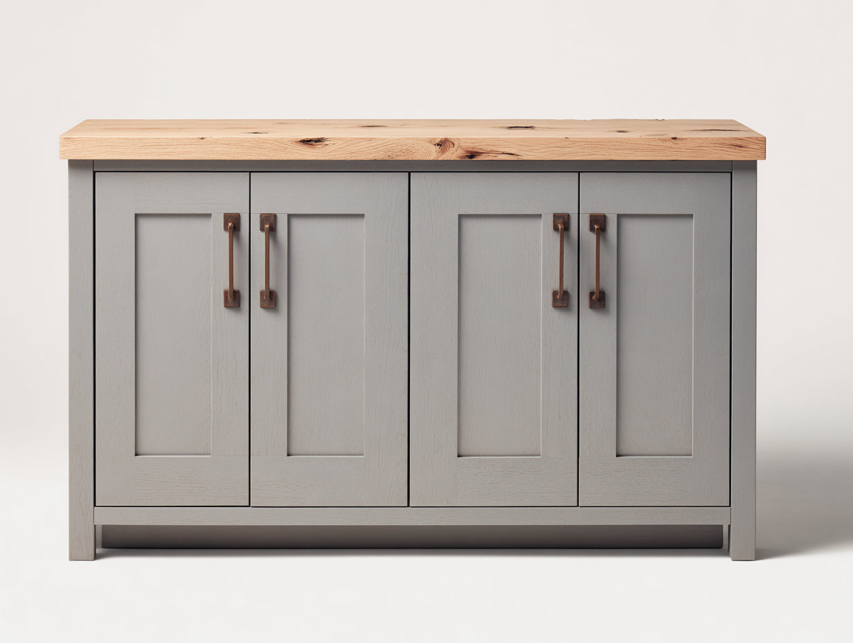 Buffet-MDF-Bois-126x43x86 cm-Gris-Bois-Style rustique moderne