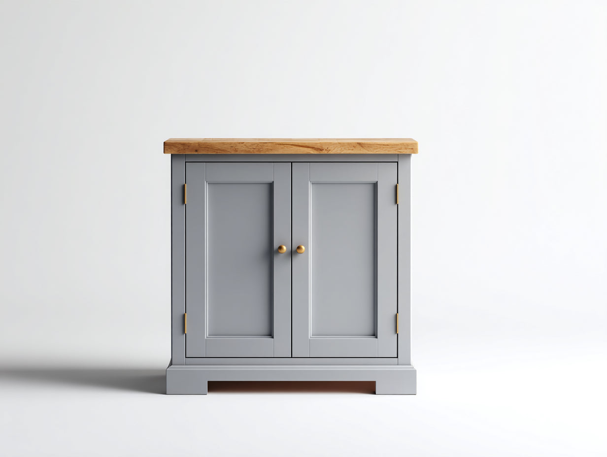 Buffet-MDF-Bois-93x40x82 cm-Gris-Bois-Style classique moderne