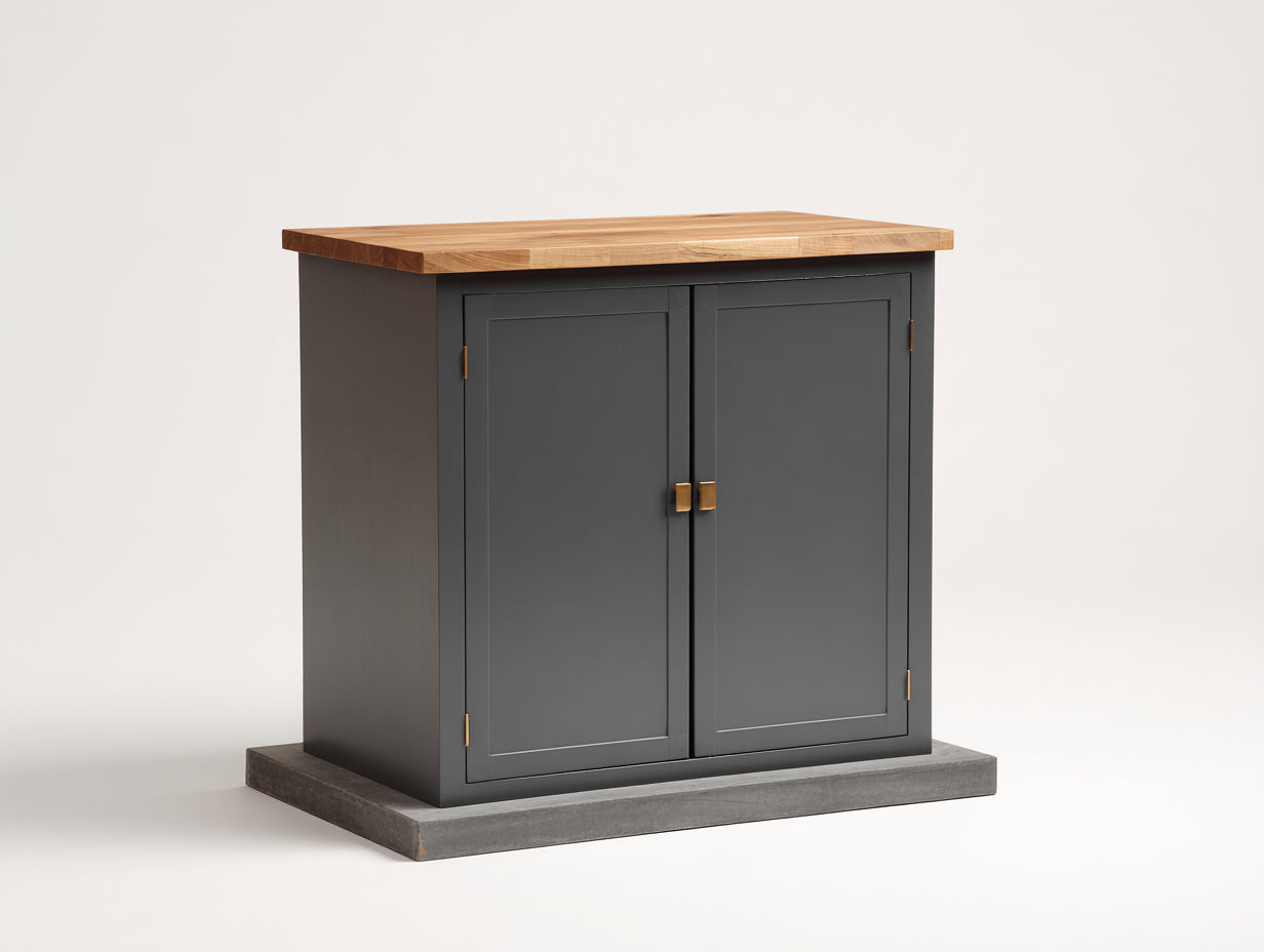 Buffet-MDF-Bois-Pierre-108x44x86 cm-Noir-Bois-Gris-Style industriel moderne