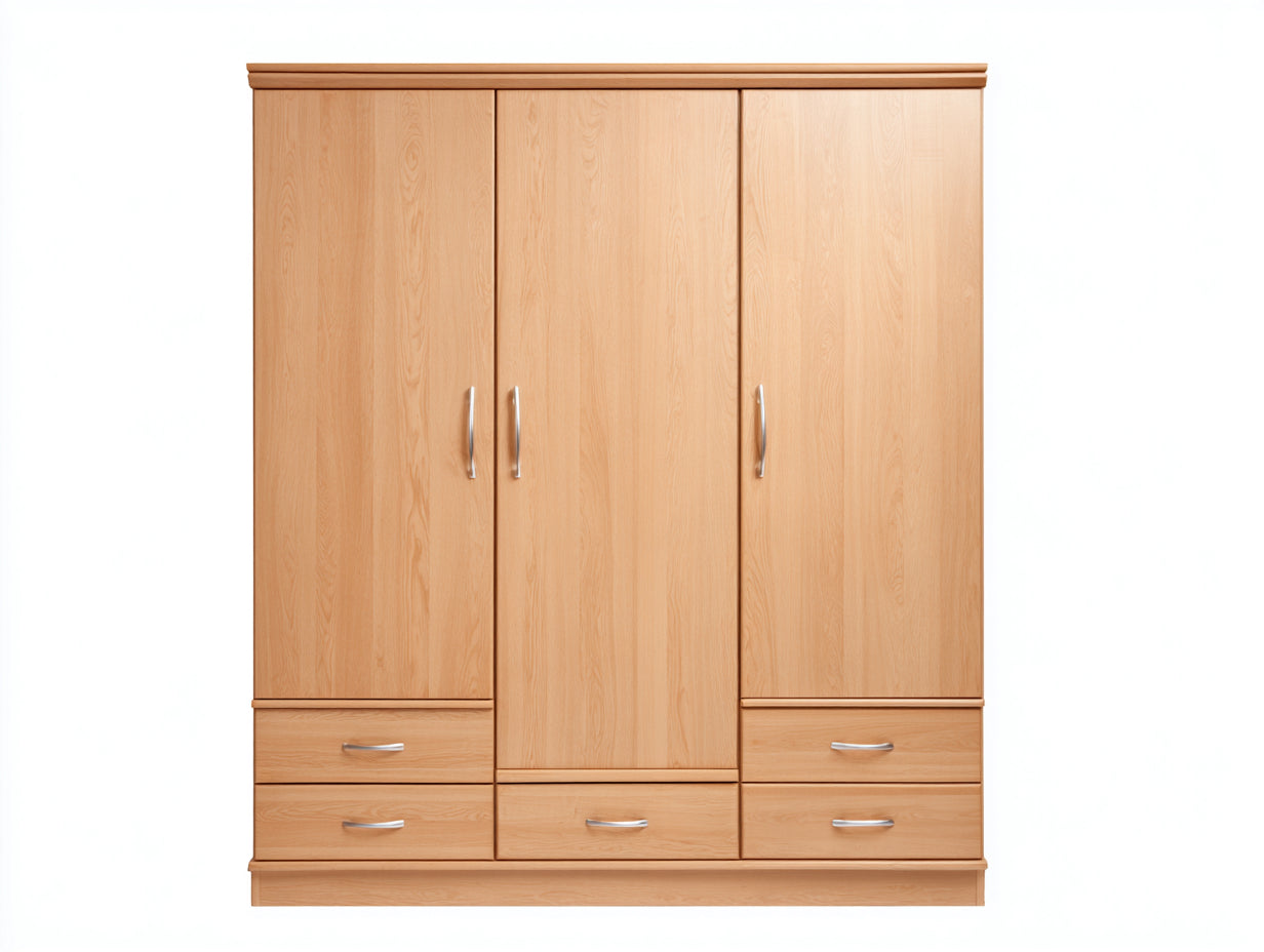 Armoire-panneaux dérivés du bois-métal-180x60x208 cm-hêtre clair-style classique