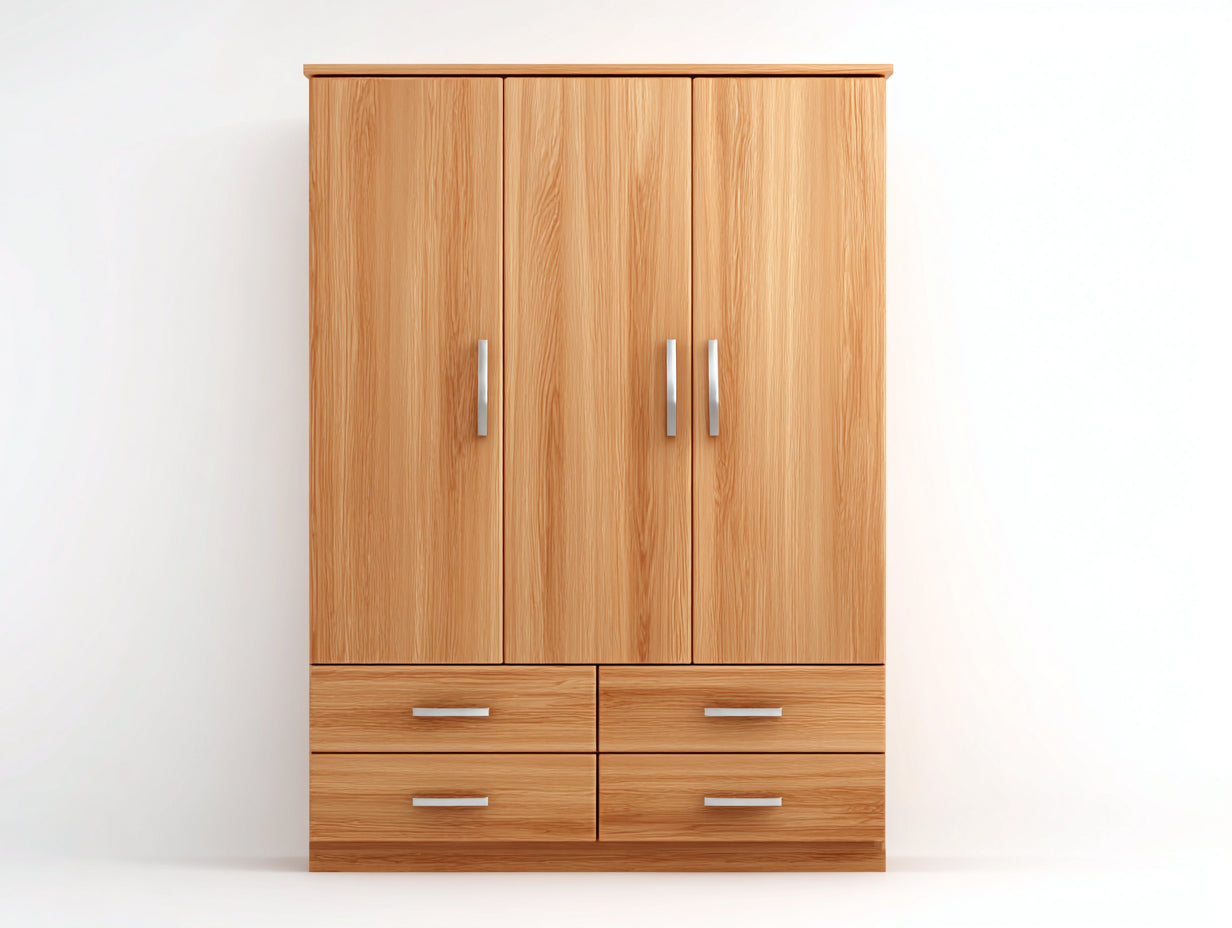 Armoire-panneaux dérivés du bois-métal-158x58x204 cm-chêne doré-style moderne