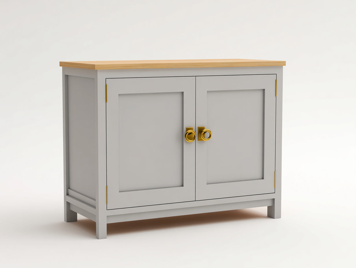 Buffet-MDF-Bois-104x41x82 cm-Gris-Bois-Style classique moderne