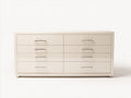 Commode - panneaux de bois-métal - 142 x 43 x 79 cm - blanc cassé - style contemporain