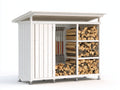 Abri à bûches - bois - 198x72x176 cm - blanc - scandinave