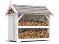 Abri à bûches - bois - 186x78x181 cm - blanc-gris - rustique